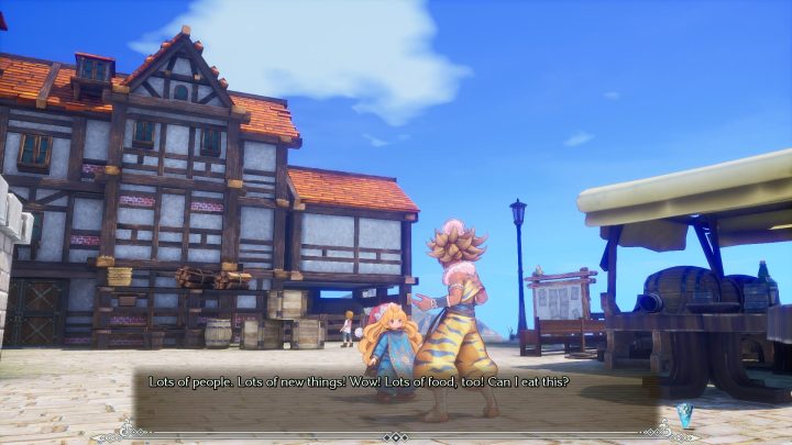 町でケヴィンとシャルロットが話しているリメイク版の公式画面
